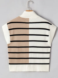 Striped Half Zip Sweater Vest