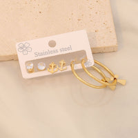 3 Piece Gold-Plated Stainless Steel Earrings