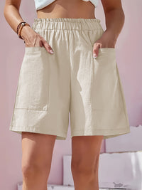 Full Size Pocketed Elastic Waist Shorts