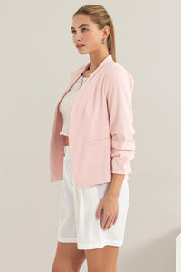 HYFVE Open Front Ruched Sleeve Blazer