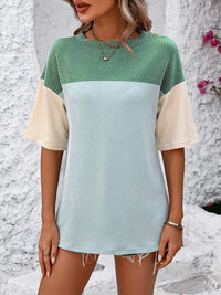 Color Block Round Neck Half Sleeve T-Shirt