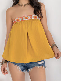 Embroidered Tube Sleeveless Top