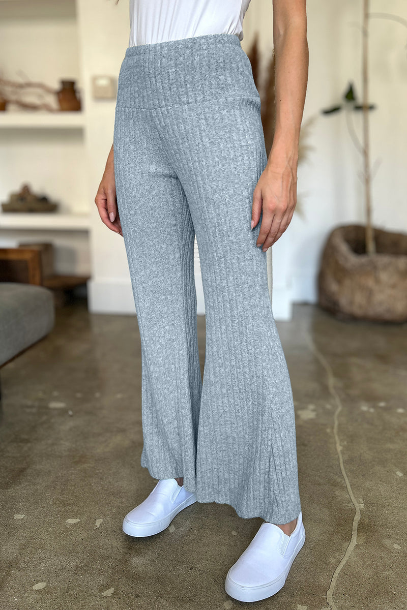 Ribbed High Waist Flare Pants