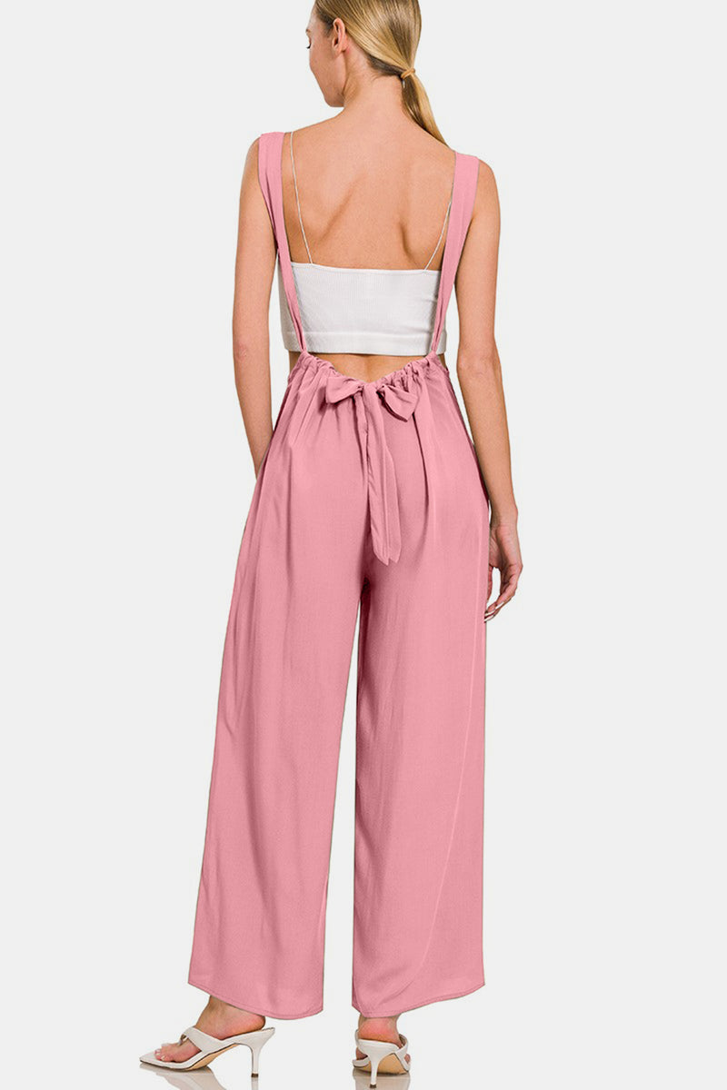 Zenana Pocketed Wide Strap Wide Leg Overalls