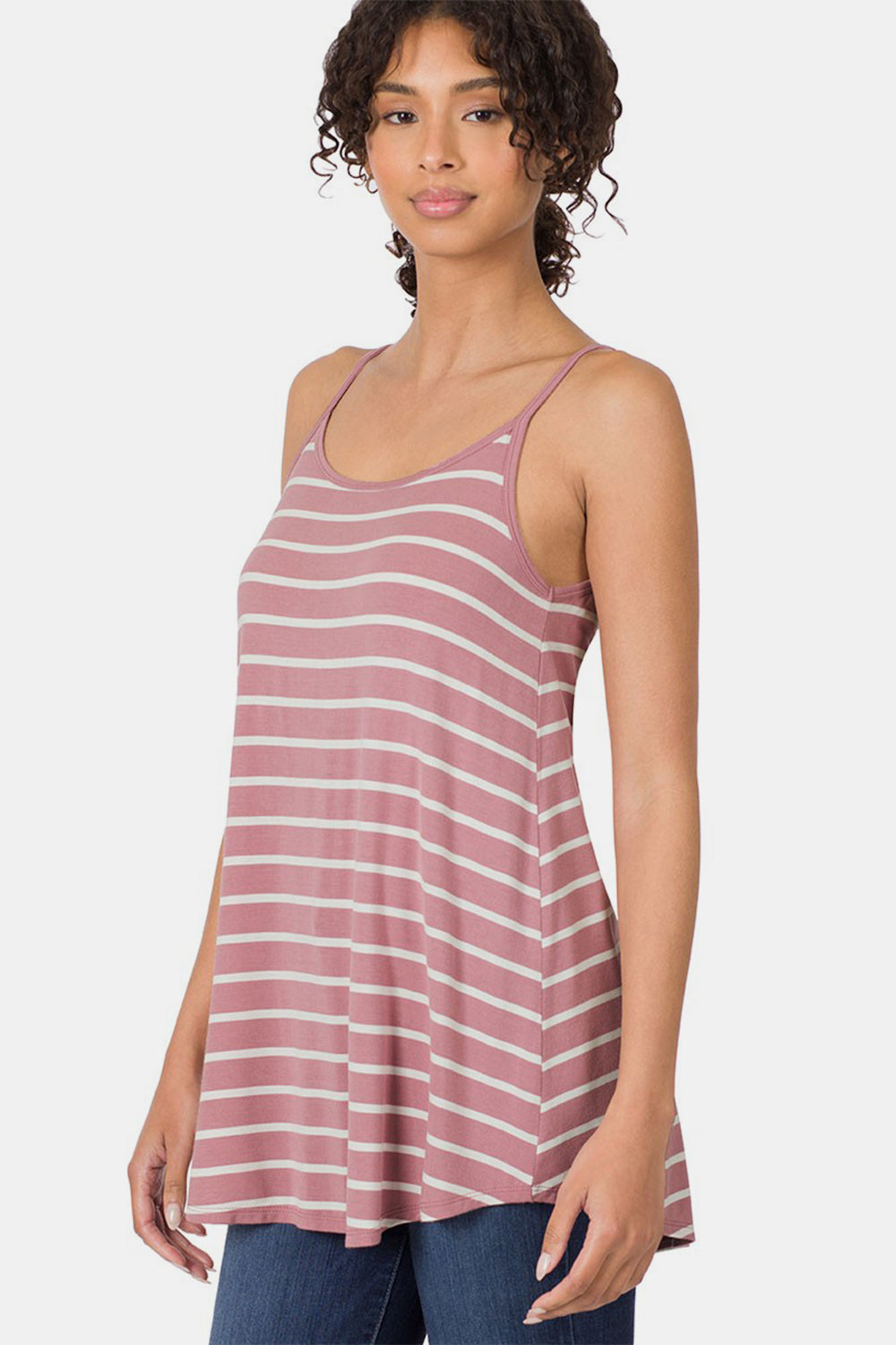 Zenana Striped Curved Hem Cami