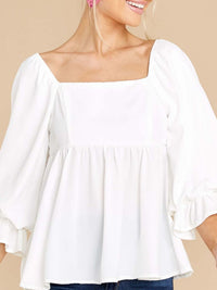 Smocked Square Neck Flounce Sleeve Blouse