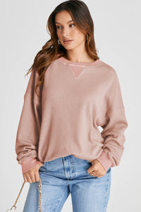 Waffle-Knit Long Sleeve Sweatshirt