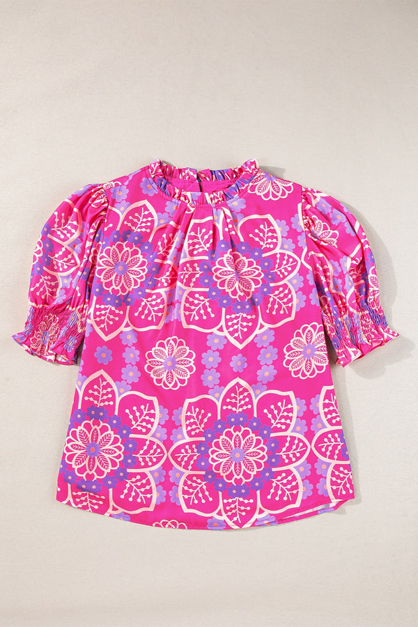 Printed Round Neck Half Sleeve Blouse