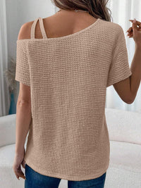 Asymmetrical Neck Short Sleeve T-Shirt