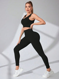 Scoop Neck Wide Strap Top and Pants Active Set