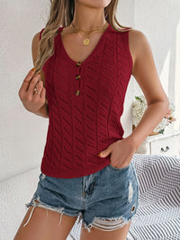 Openwork V-Neck Knit Vest