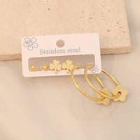 3 Piece Gold-Plated Stainless Steel Earrings