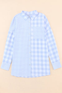 Pocketed Plaid Dropped Shoulder Shirt