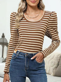 Striped Round Neck Long Sleeve T-Shirt