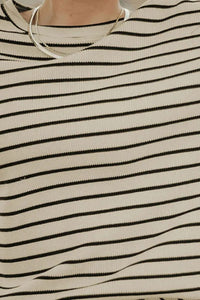 Striped Round Neck Dropped Shoulder Top