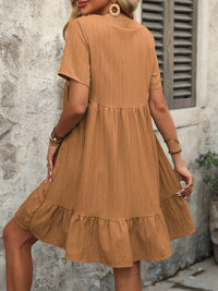 V-Neck Short Sleeve Mini Dress