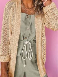 Openwork Open Front Long Sleeve Cardigan