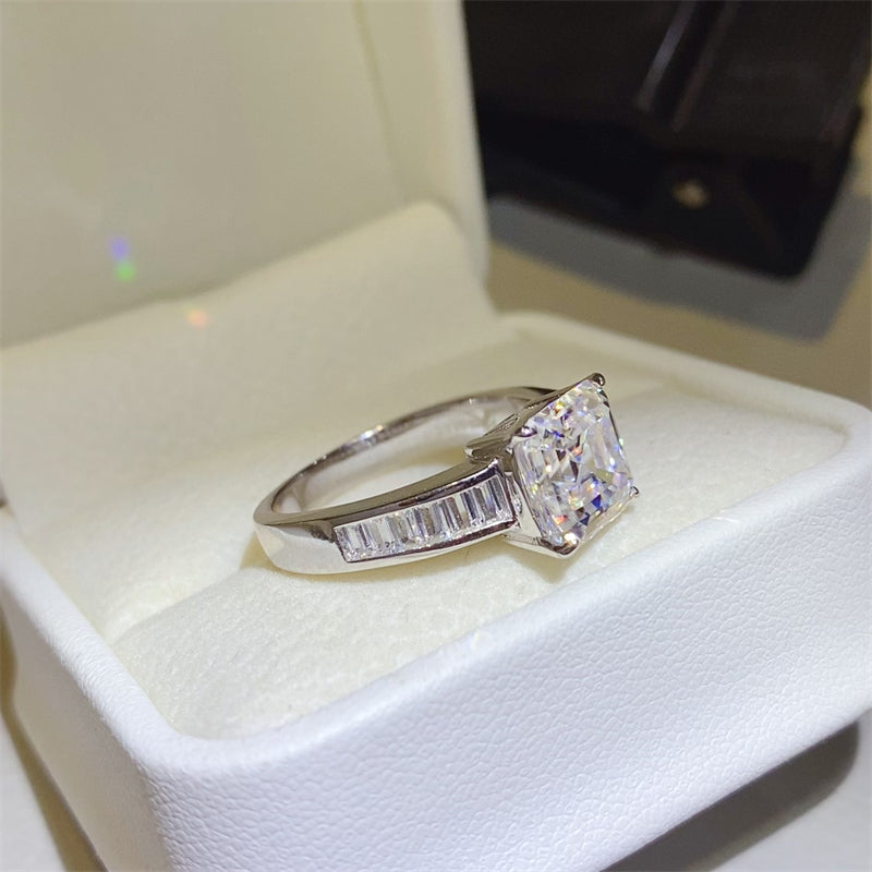 3 Carat Moissanite 925 Sterling Silver Square Shape Ring