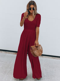 Scoop Neck Short Sleeve Jumpsuit