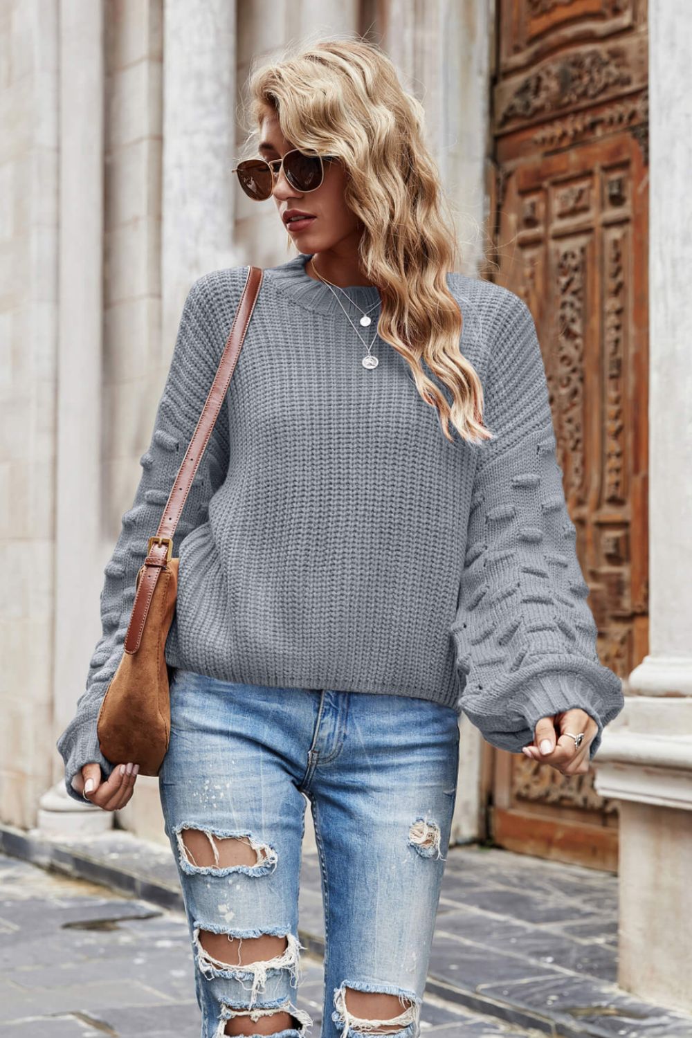 Angel Wings Weekend Style Rib-Knit Dropped Shoulder Sweater