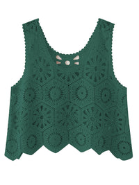 Openwork Round Neck Knit Vest