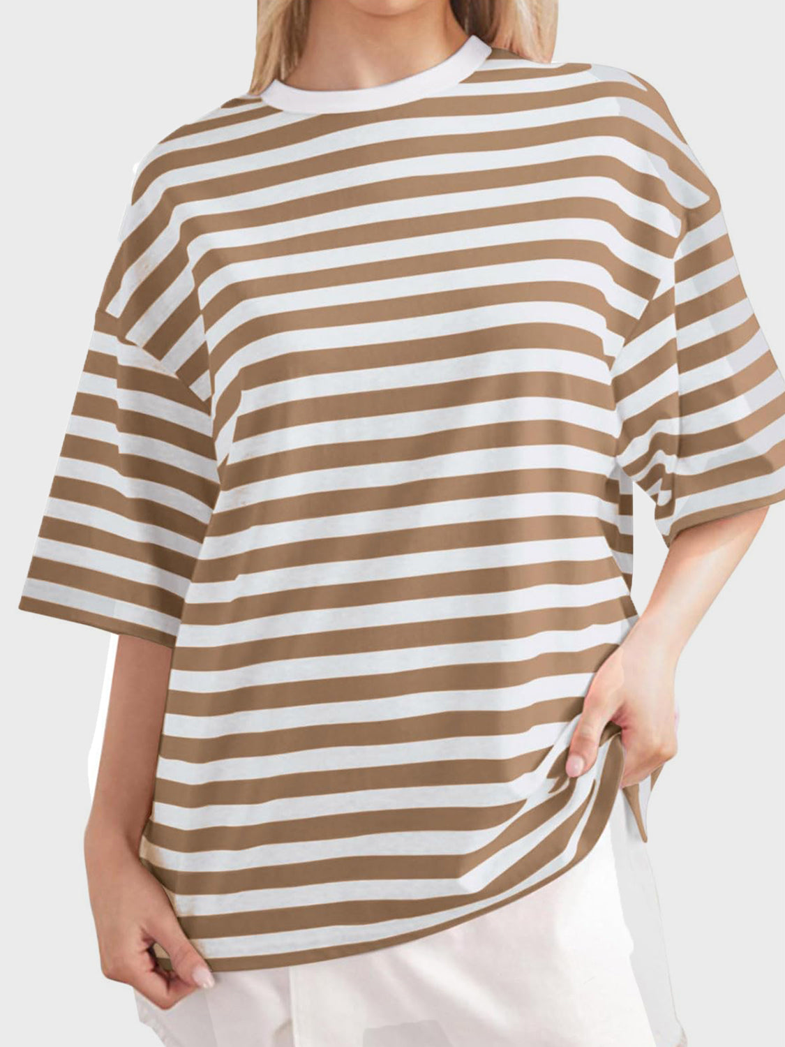 Striped Round Neck Half Sleeve T-Shirt