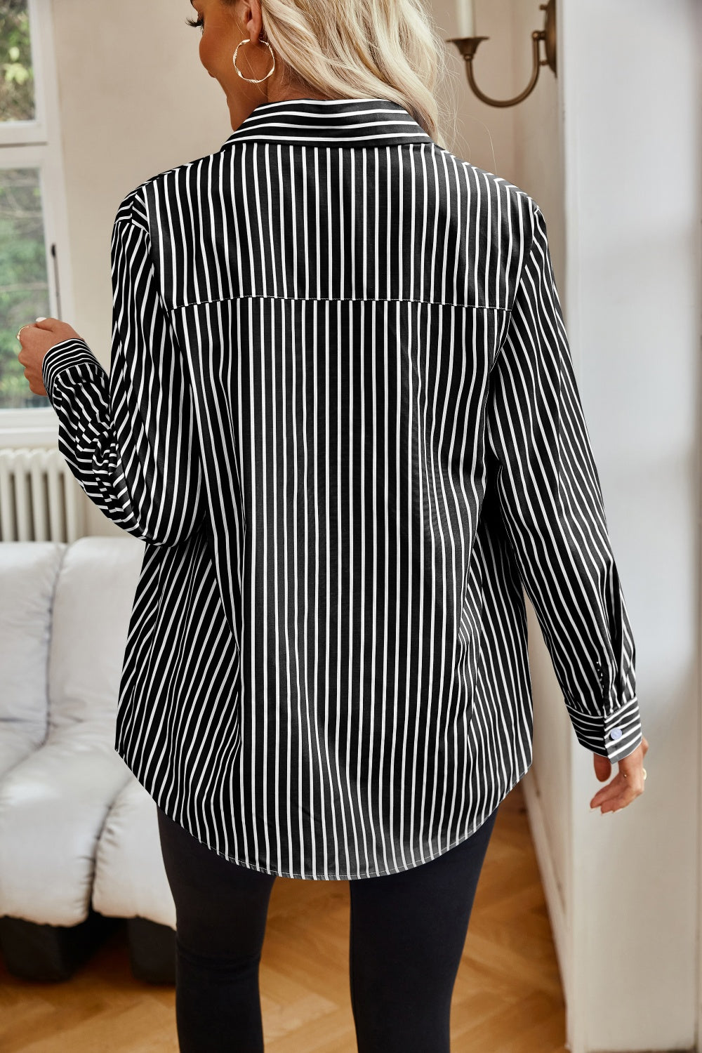 Striped Button Up Long Sleeve Shirt