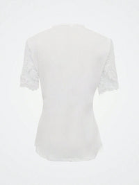 Notched Lace Short Sleeve Top