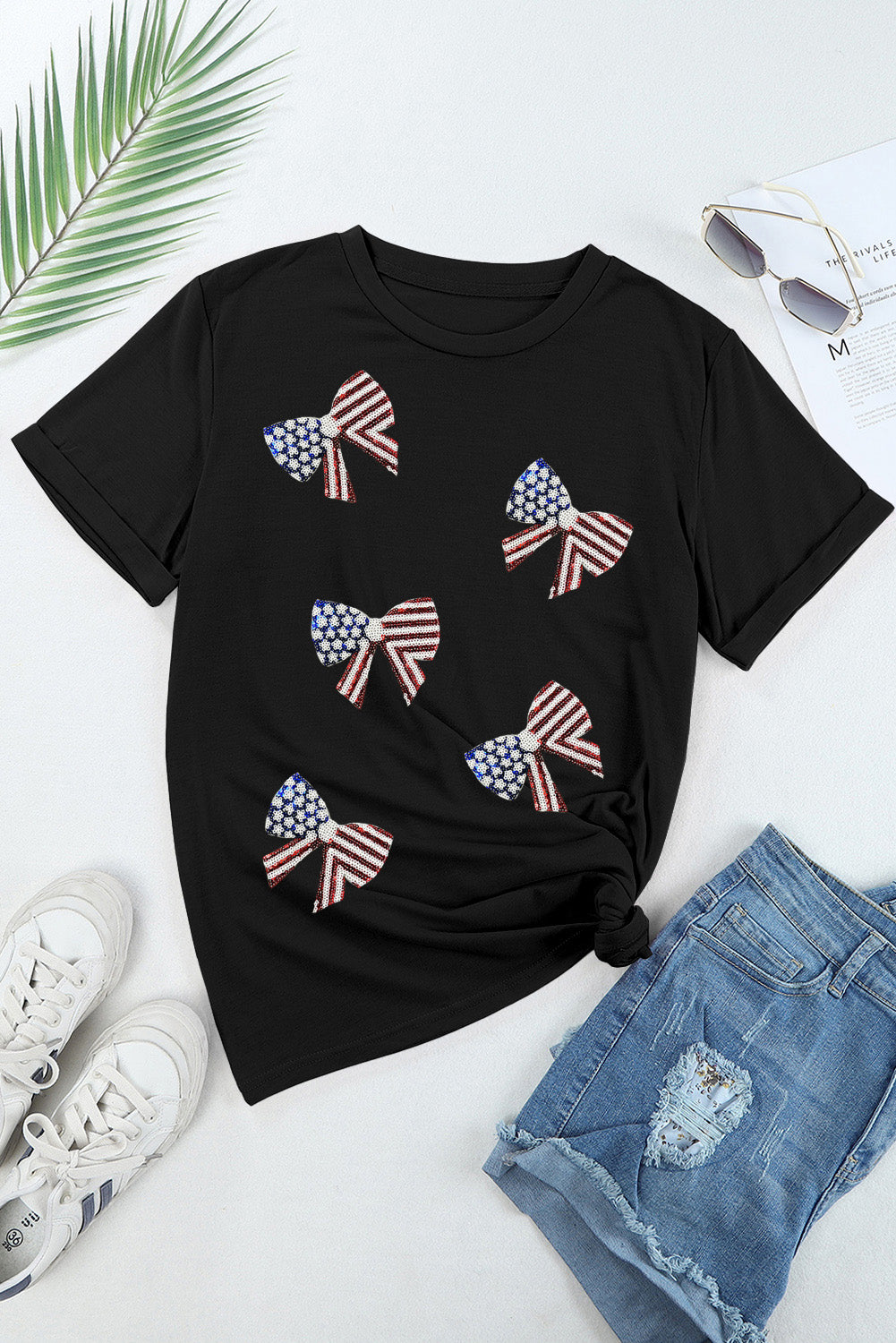 US Flag Round Neck Short Sleeve T-Shirt