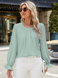 Round Neck Flounce Sleeve Top