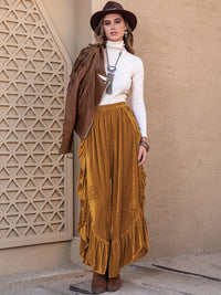 Slit Ruffled Wide Leg Pants