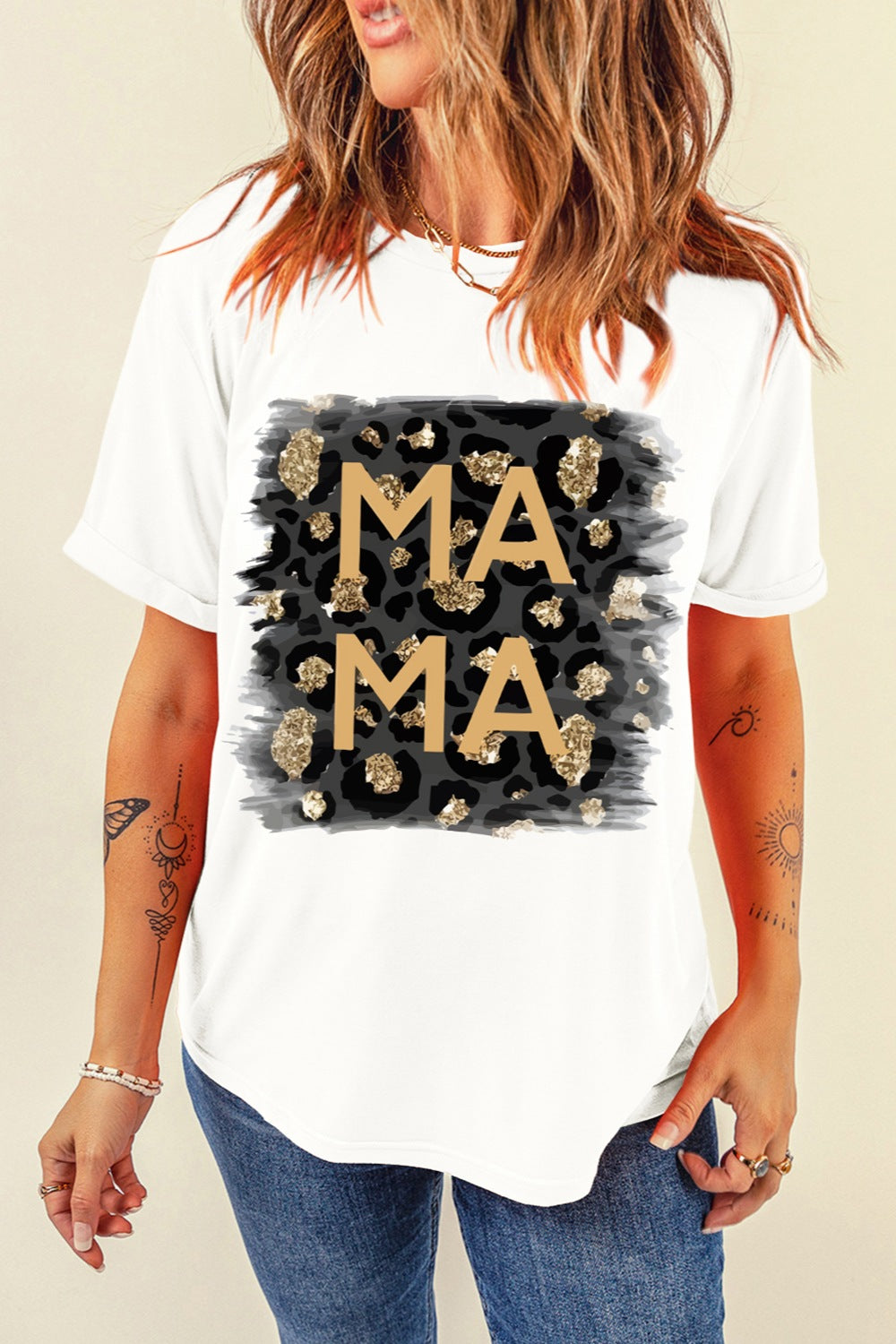 MAMA Round Neck Short Sleeve T-Shirt