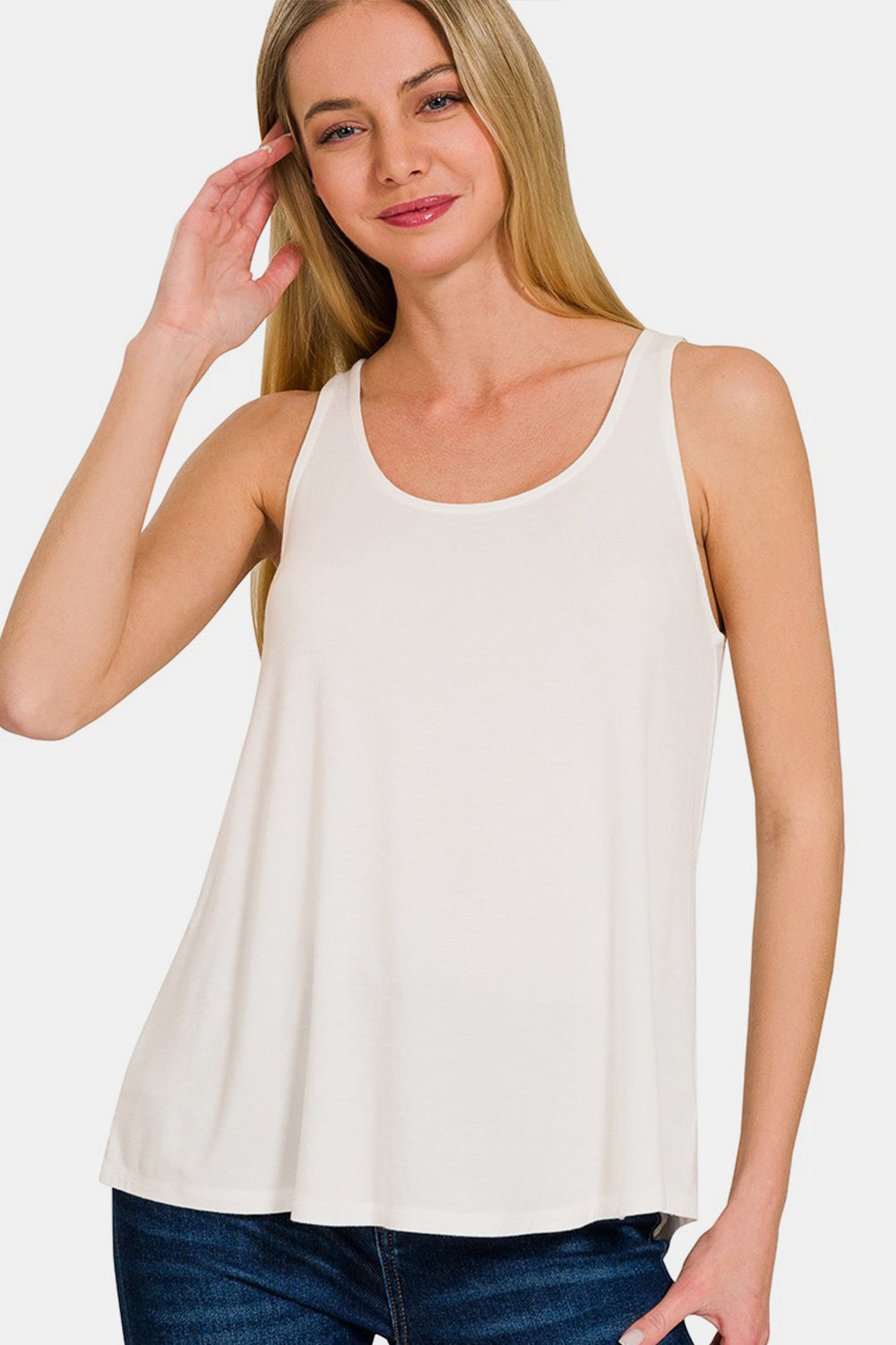 Zenana Round Neck Flowy Hem Tank