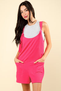 VERY J Tie Shoulder Front Pocket Romper