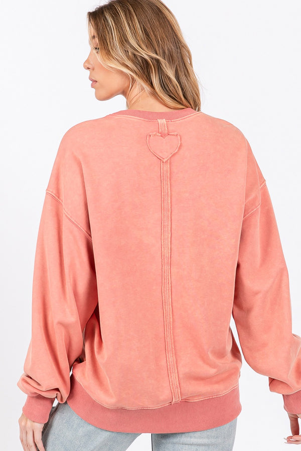 SAGE + FIG LOVE Path Applique Drop Shoulder Sweatshirt