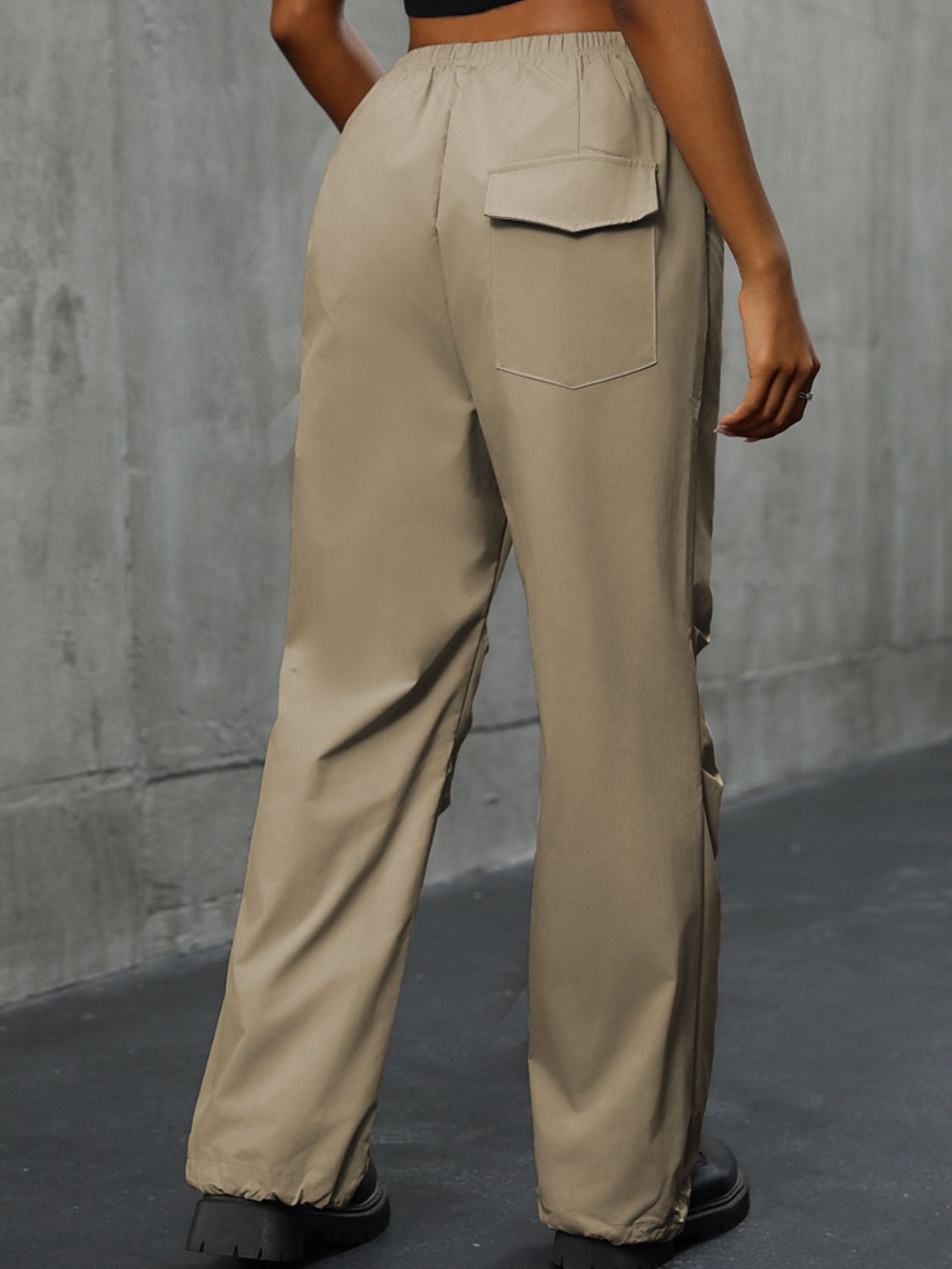 Pocketed Elastic Waist Pants