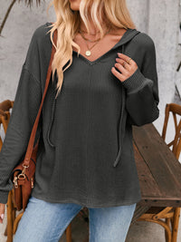 Double Take Drawstring Dropped Shoulder Long Sleeve Hoodie