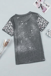 Leopard Round Neck Short Sleeve T-Shirt