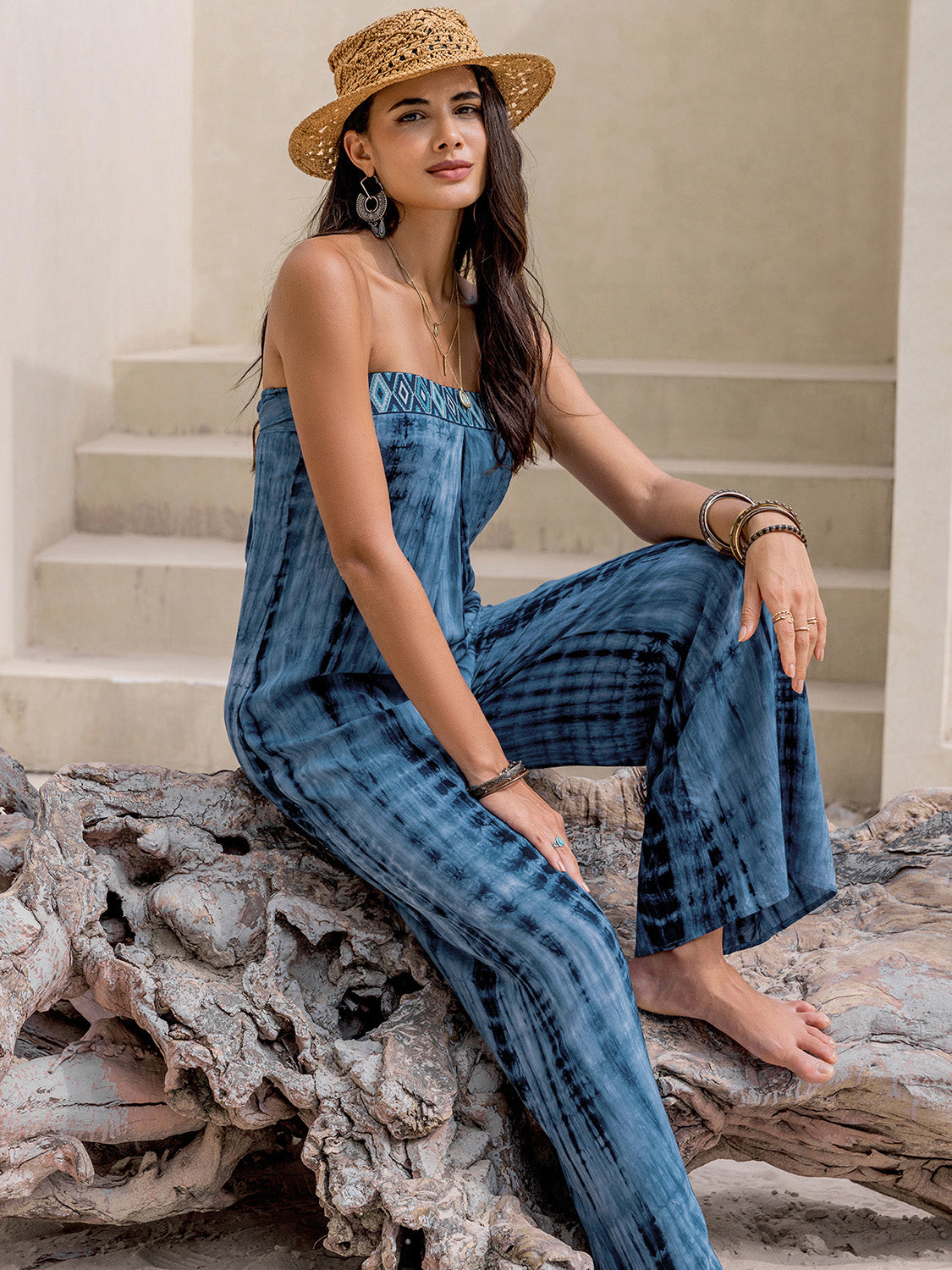 Tied Tube Wide Leg Jumpsuit