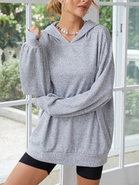 Long Sleeve Dropped Shoulder Hoodie with Ears