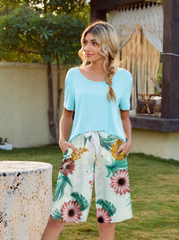 Short Sleeve Top and Printed Shorts Lounge Set