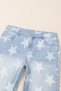 Plus Size Star Straight Leg Jeans with Pockets