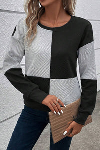 Color Block Round Neck Dropped Shoulder T-Shirt