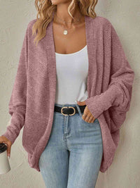 Open Front  Dropped Shoulder Cardigan