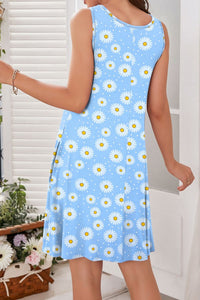 Printed Round Neck Sleeveless Dress