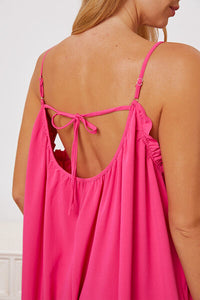 Full Size Ruffle Trim Tie Back Cami Jumpsuit with Pockets