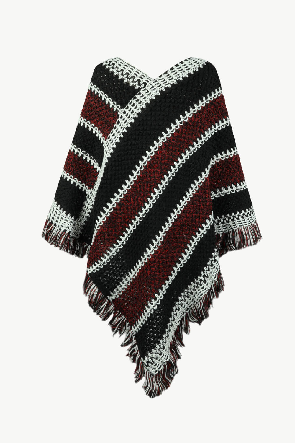 V-Neck Fringe Hem Poncho