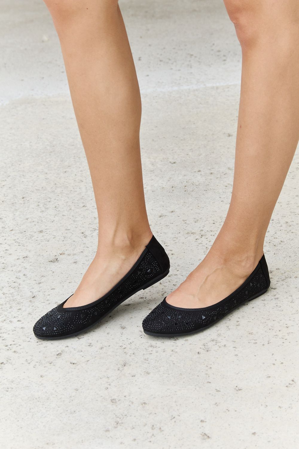 Forever Link Rhinestone Ballet Flats in Black