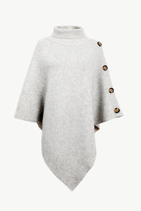 Turtleneck Buttoned Poncho