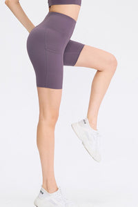 Wide Waistband Sports Shorts with Pockets